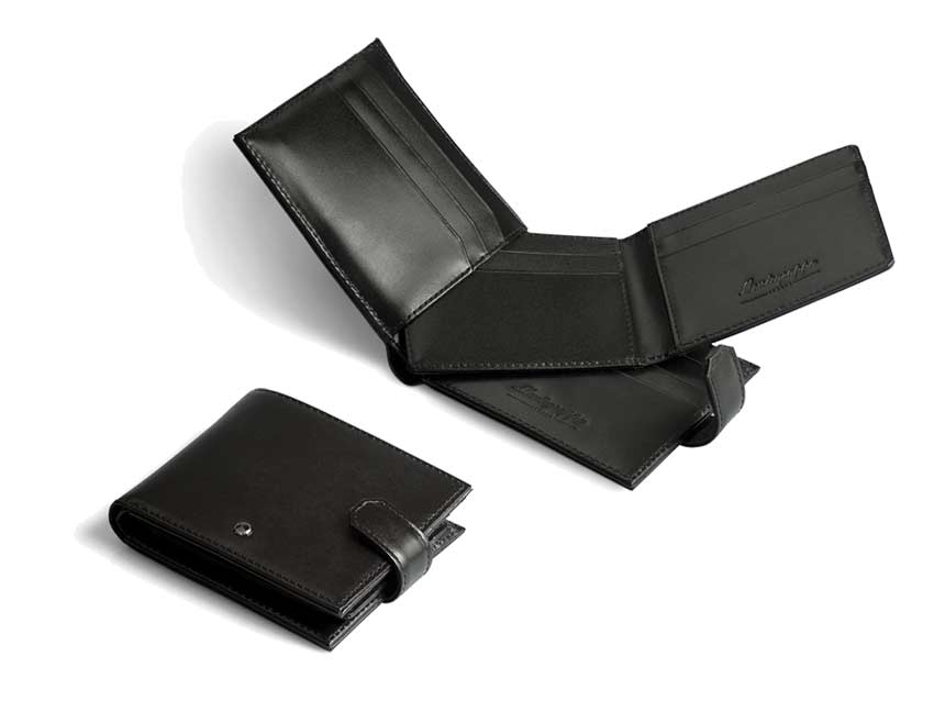 Montegrappa Wallet with removable Credit Card Holder, Shiny Black Leather -  IC01WBCC